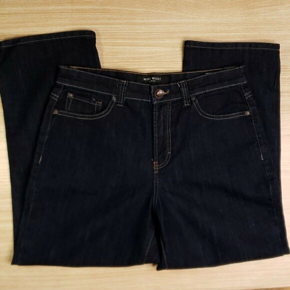 Nine West NW Dark Wash Straight Leg Jeans 8 - Picture 1 of 7